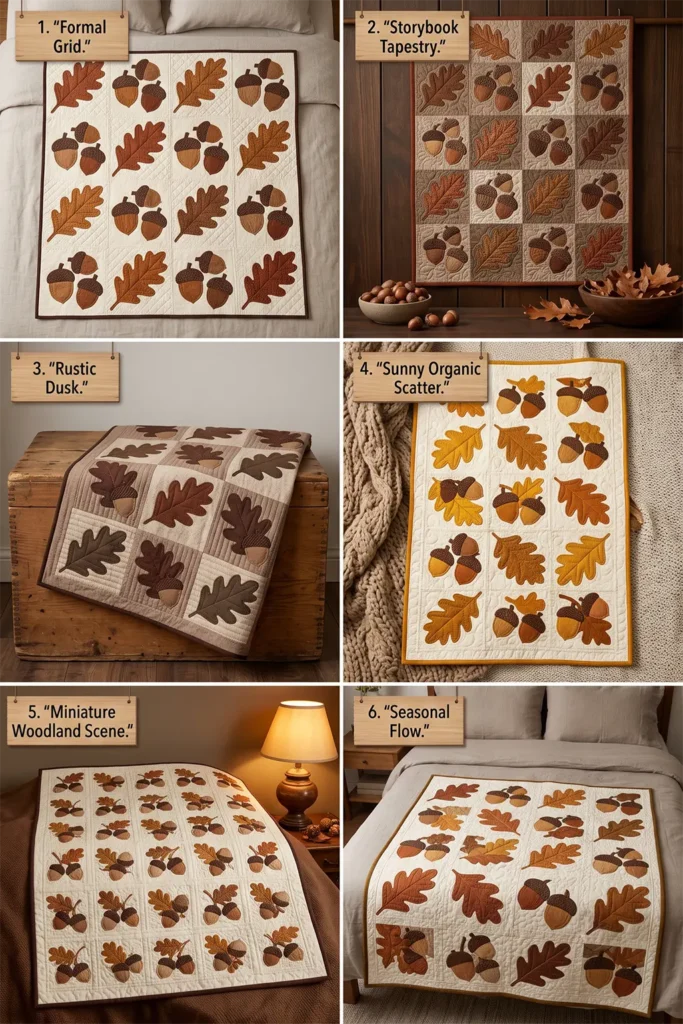 Acorn and Oak Leaf Quilt Designs for Woodland Warmth
