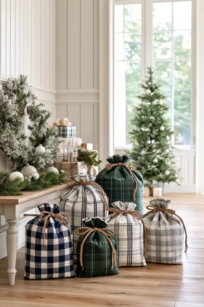 Buffalo Plaid and Flannel Quilted Gift Sacks
