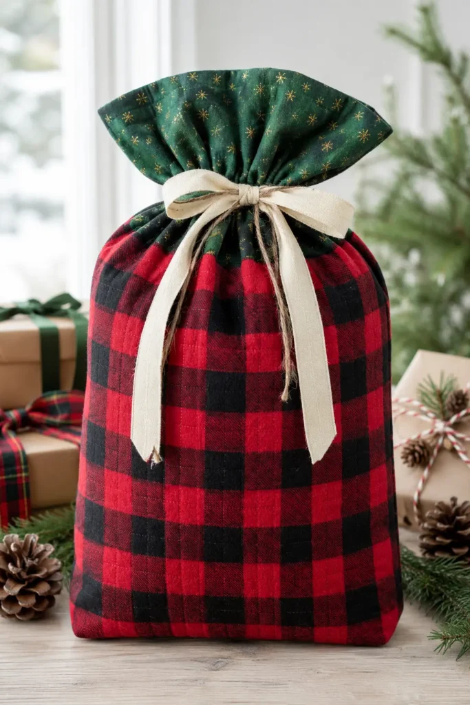 Buffalo Plaid and Flannel Quilted Gift Sacks