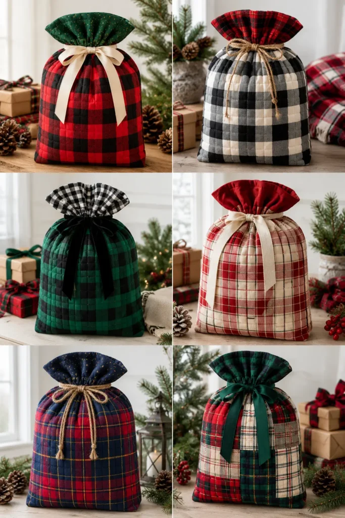 Buffalo Plaid and Flannel Quilted Gift Sacks