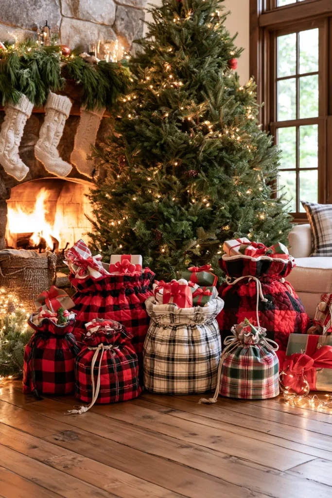 Buffalo Plaid and Flannel Quilted Gift Sacks