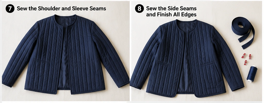 Channel-Quilted Jacket for Subtle Vertical Texture and Sleek Lines