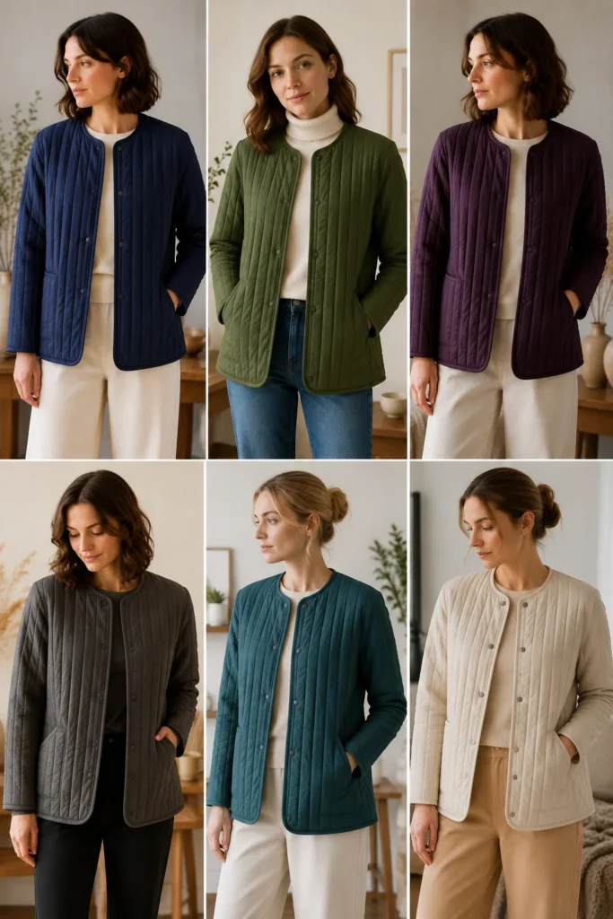 Channel-Quilted Jacket for Subtle Vertical Texture and Sleek Lines