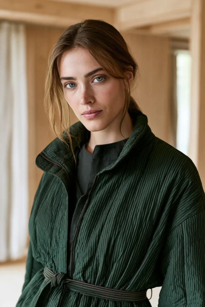 Channel-Quilted Jacket for Subtle Vertical Texture and Sleek Lines