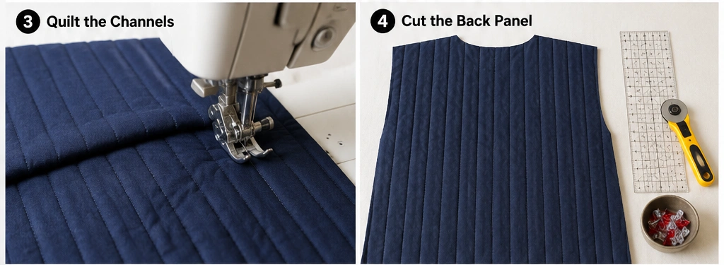 Channel-Quilted Jacket for Subtle Vertical Texture and Sleek Lines