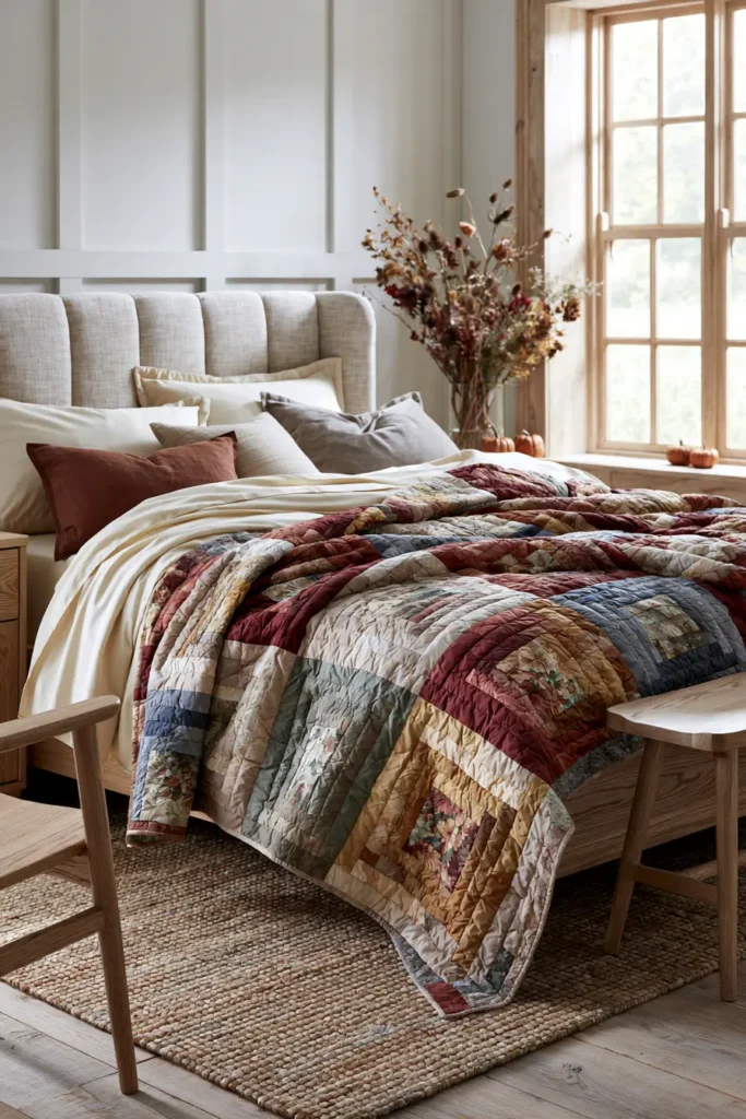 Classic Log Cabin Quilt Patterns in Warm Harvest Colors