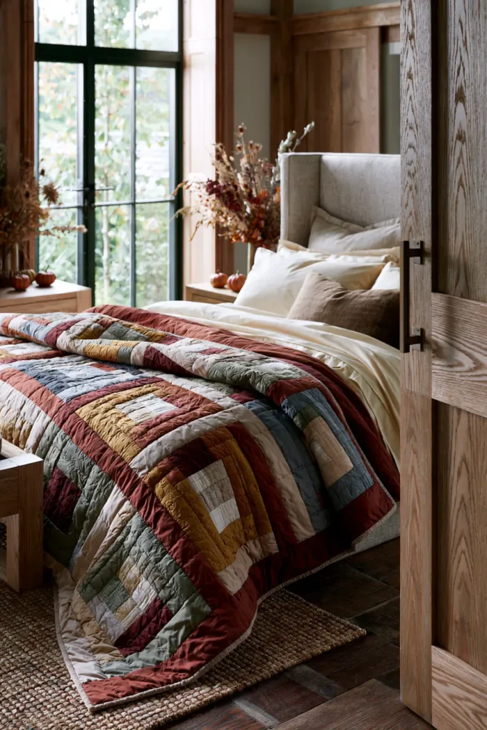 Classic Log Cabin Quilt Patterns in Warm Harvest Colors