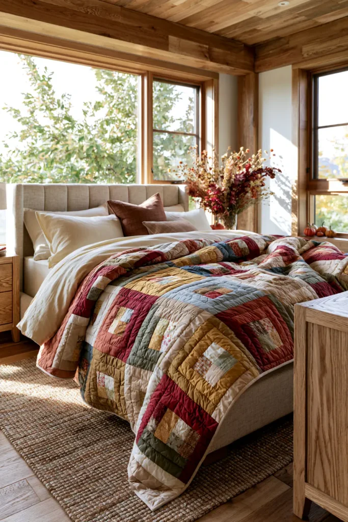 Classic Log Cabin Quilt Patterns in Warm Harvest Colors