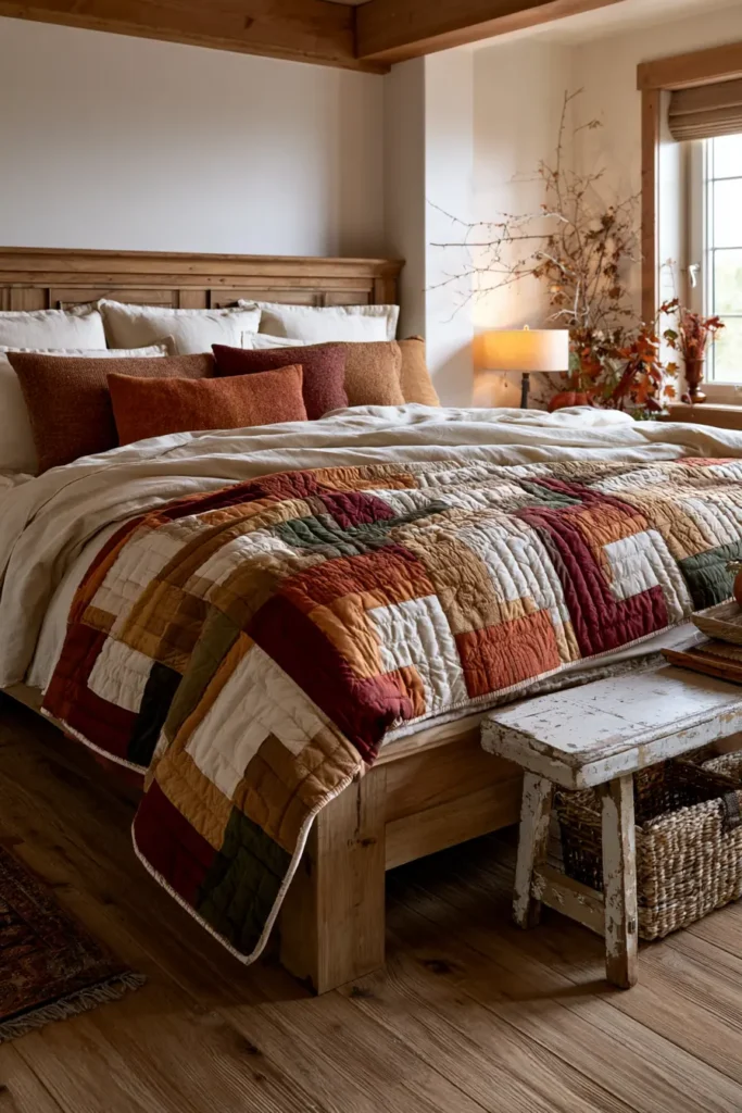 Classic Log Cabin Quilt Patterns in Warm Harvest Colors