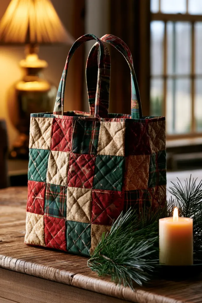 Classic Patchwork Quilted Christmas Gift Bags