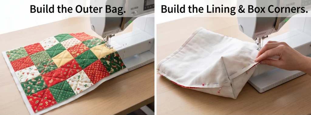 Classic Patchwork Quilted Christmas Gift Bags