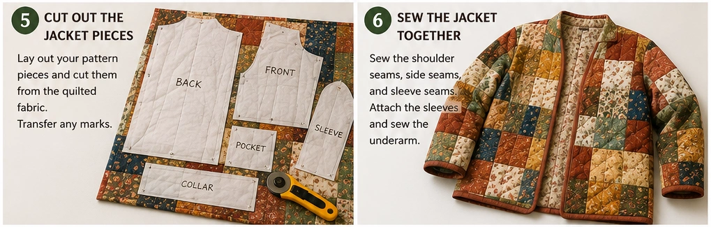 Classic Patchwork Quilted Jacket in Warm Farmhouse Tones