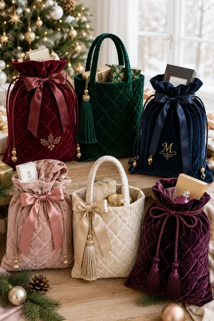 Elegant Velvet Quilted Gift Bags for Luxury Presents