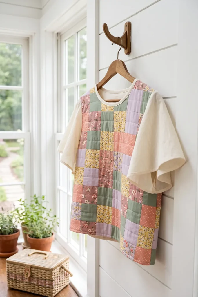 Flutter Sleeve Patchwork Quilt Top for Feminine Farmhouse Elegance