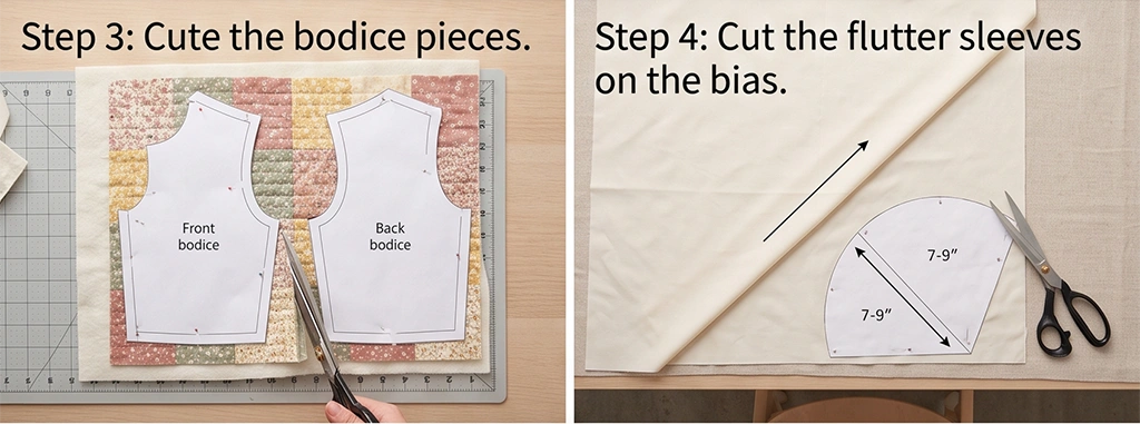 Flutter Sleeve Patchwork Quilt Top for Feminine Farmhouse Elegance