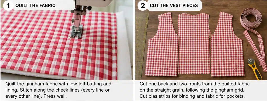 Gingham Quilted Vest with Country Cottage Appeal