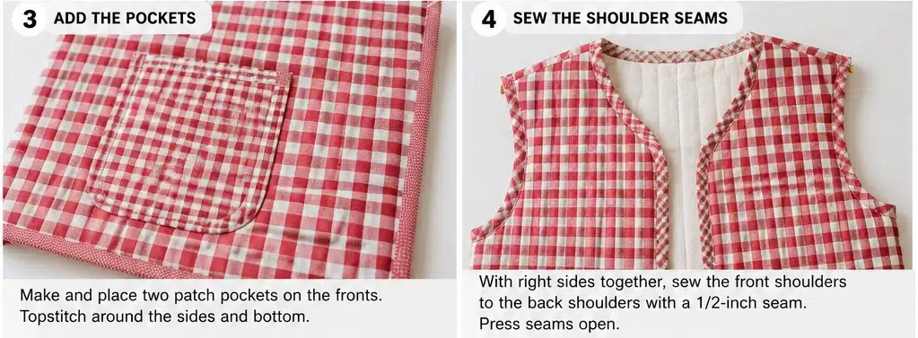 Gingham Quilted Vest with Country Cottage Appeal