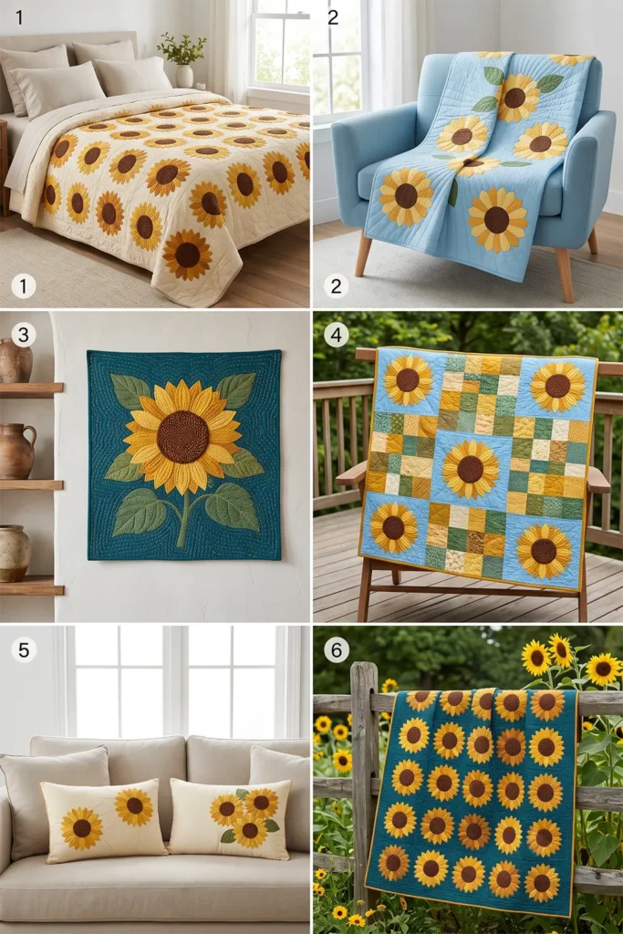 Golden Sunflower Quilt Patterns for Bright Autumn Décor