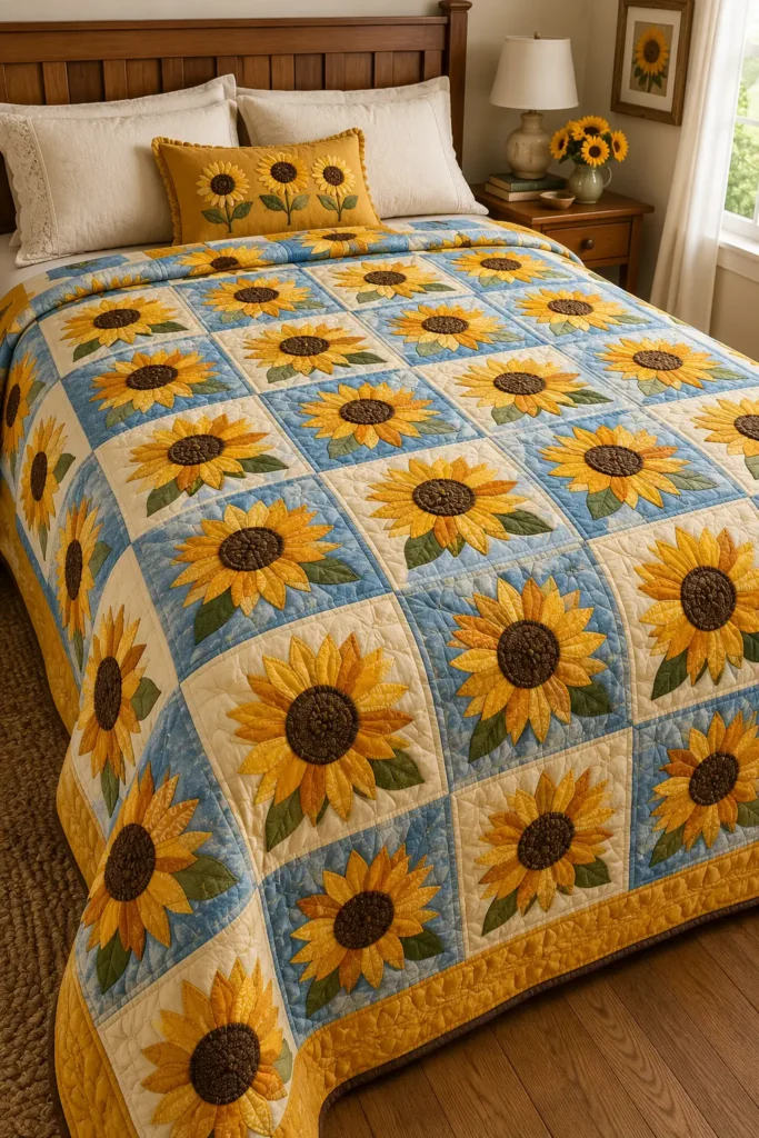 Golden Sunflower Quilt Patterns for Bright Autumn Décor