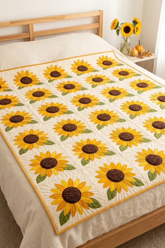 Golden Sunflower Quilt Patterns for Bright Autumn Décor