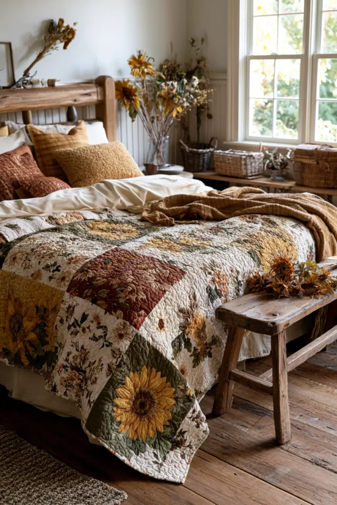 Golden Sunflower Quilt Patterns for Bright Autumn Décor