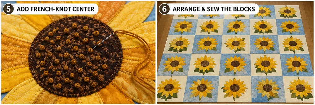 Golden Sunflower Quilt Patterns for Bright Autumn Décor