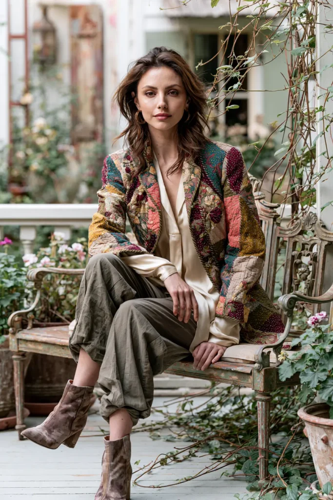 Hand-Stitched Kantha Quilt Jacket with Heirloom Character