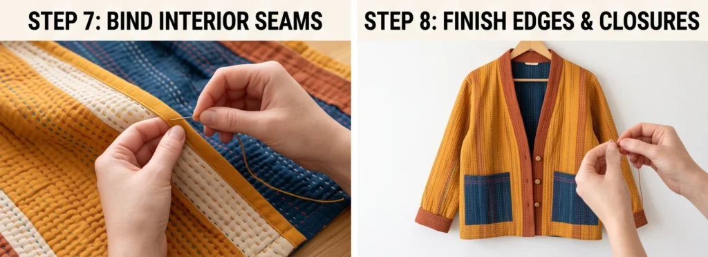 Hand-Stitched Kantha Quilt Jacket with Heirloom Character