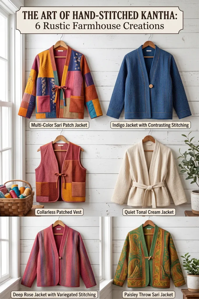 Hand-Stitched Kantha Quilt Jacket with Heirloom Character