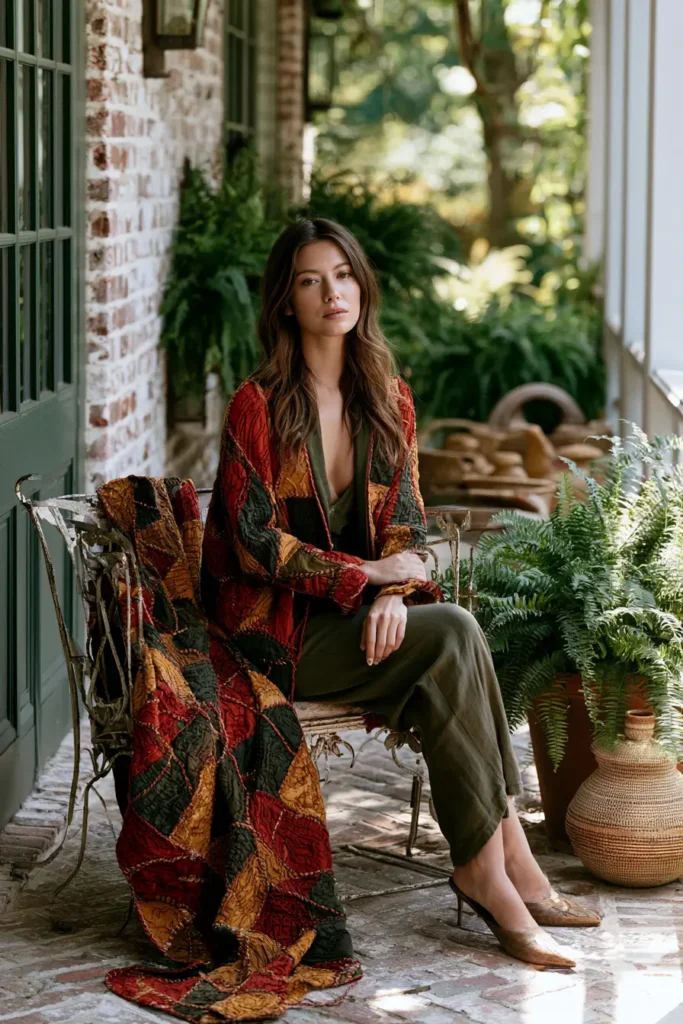 Hand-Stitched Kantha Quilt Jacket with Heirloom Character