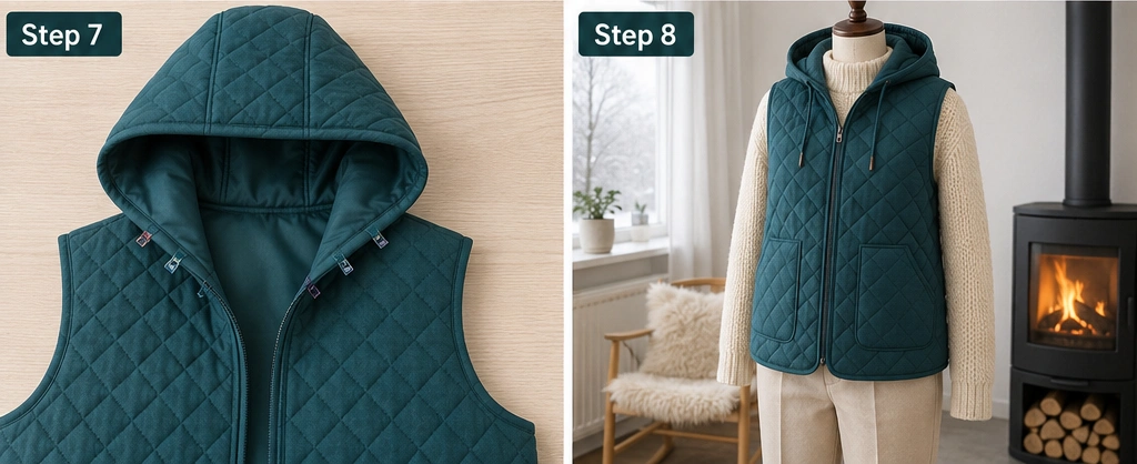 Hooded Quilted Vest for Cozy Outdoor Nordic Comfort