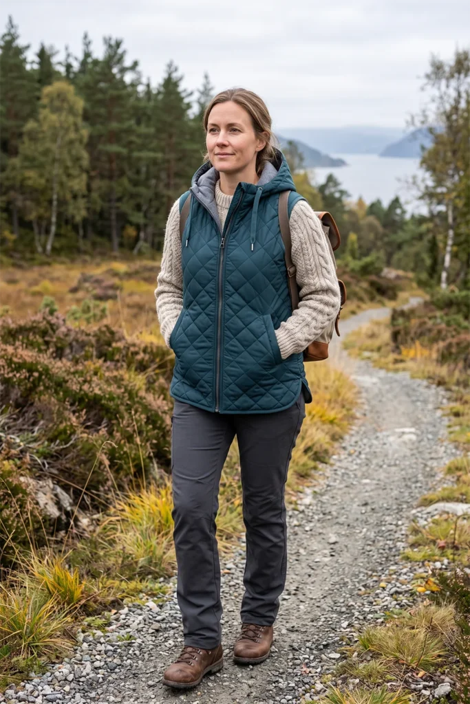 Hooded Quilted Vest for Cozy Outdoor Nordic Comfort