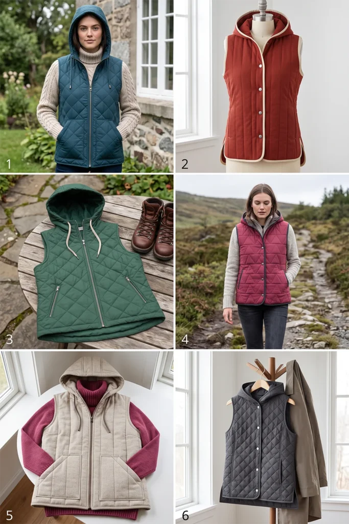 Hooded Quilted Vest for Cozy Outdoor Nordic Comfort