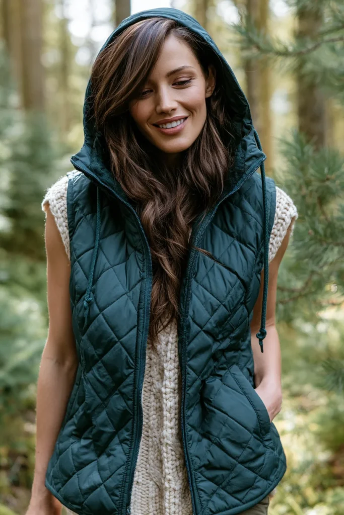 Hooded Quilted Vest for Cozy Outdoor Nordic Comfort