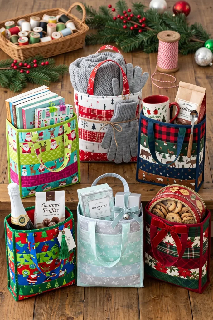 Jelly Roll Quilted Gift Bags for Last-Minute Sewing