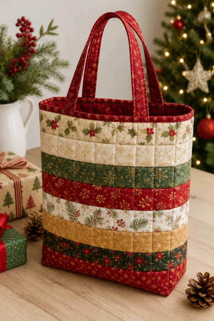 Jelly Roll Quilted Gift Bags for Last-Minute Sewing