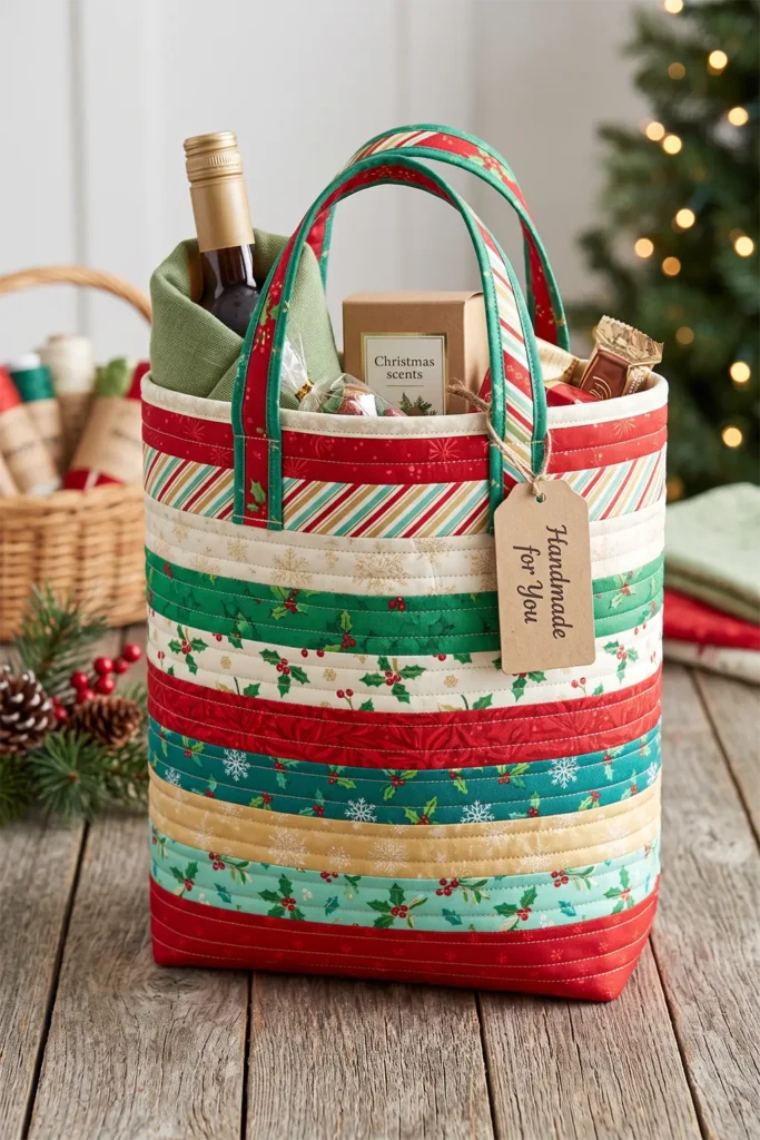 Jelly Roll Quilted Gift Bags for Last-Minute Sewing