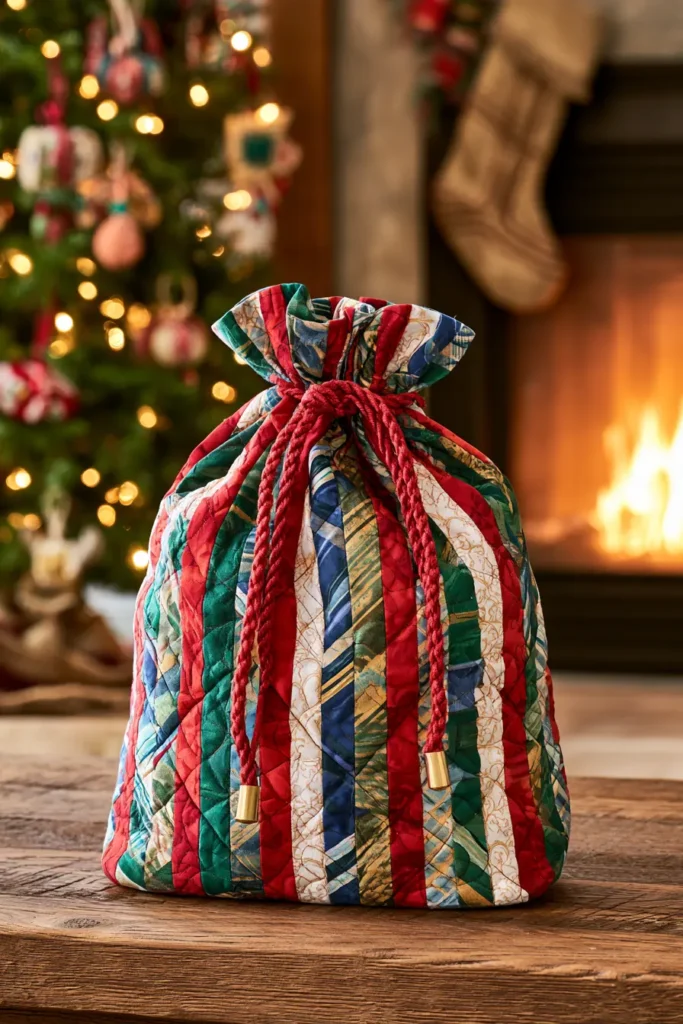 Jelly Roll Quilted Gift Bags for Last-Minute Sewing