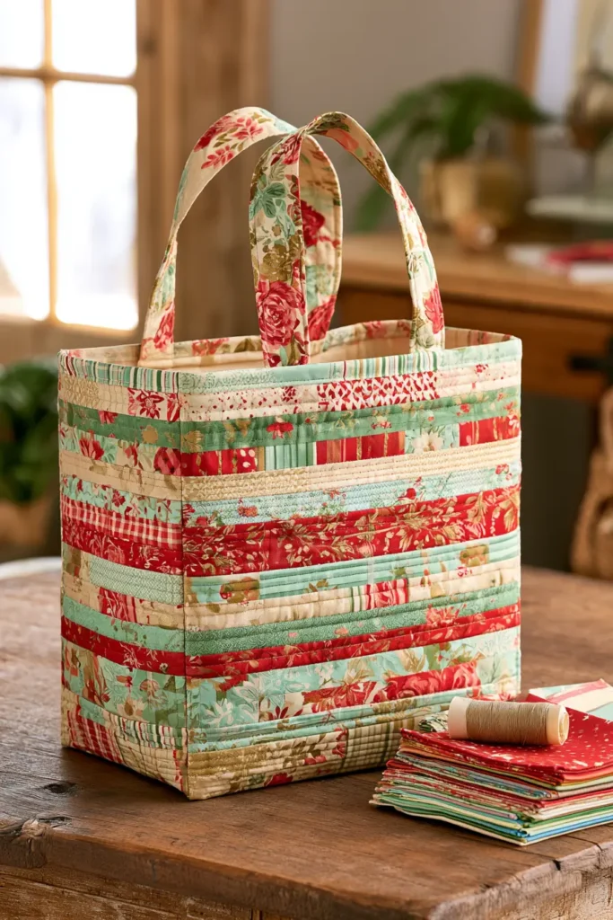Jelly Roll Quilted Gift Bags for Last-Minute Sewing