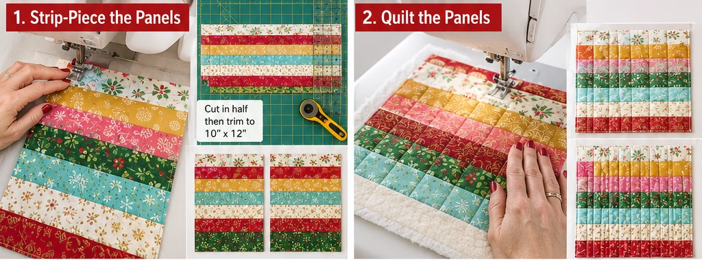 Jelly Roll Quilted Gift Bags for Last-Minute Sewing