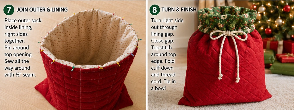 Jumbo Quilted Santa Sacks for Oversized Presents