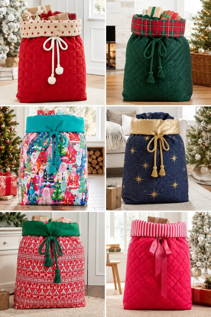 Jumbo Quilted Santa Sacks for Oversized Presents