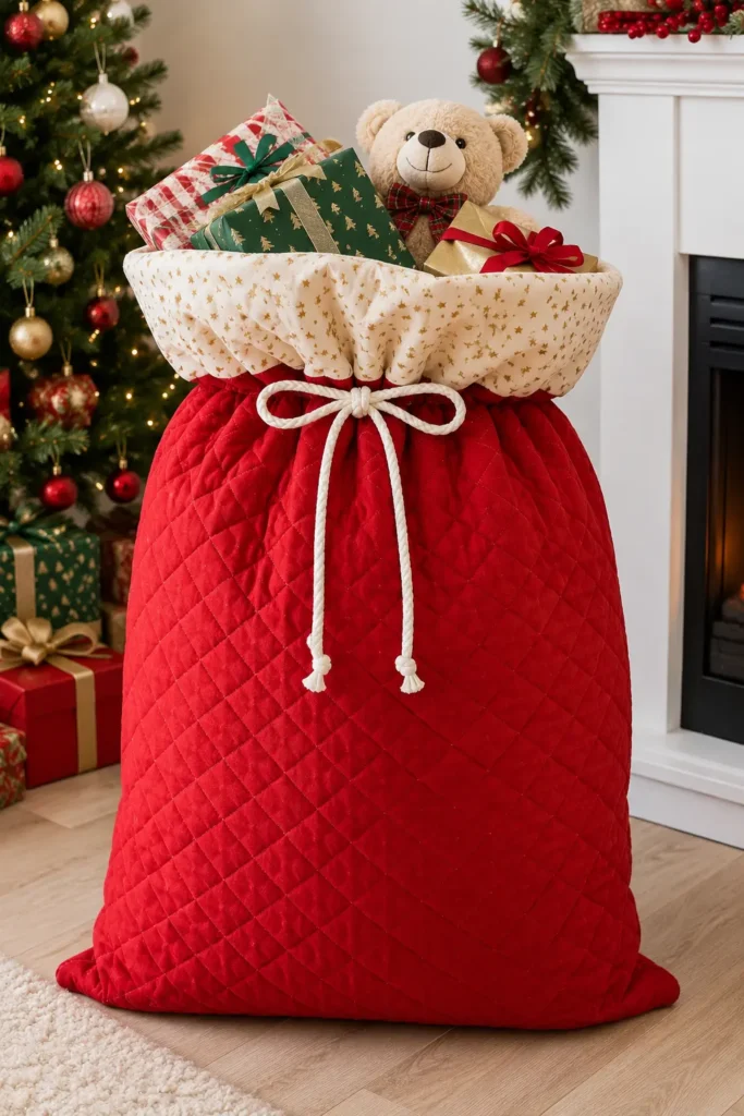 Jumbo Quilted Santa Sacks for Oversized Presents