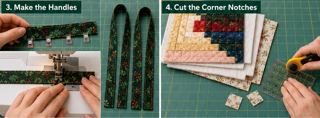 Log Cabin Block Quilted Christmas Gift Bags