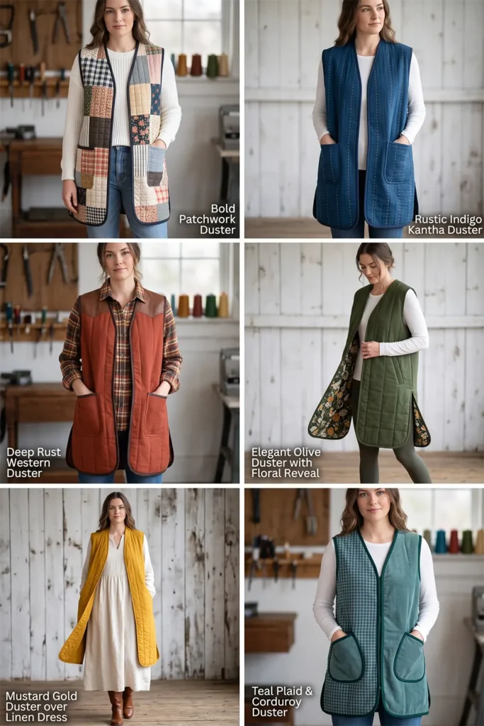 Longline Quilted Duster Vest for Effortless Layering