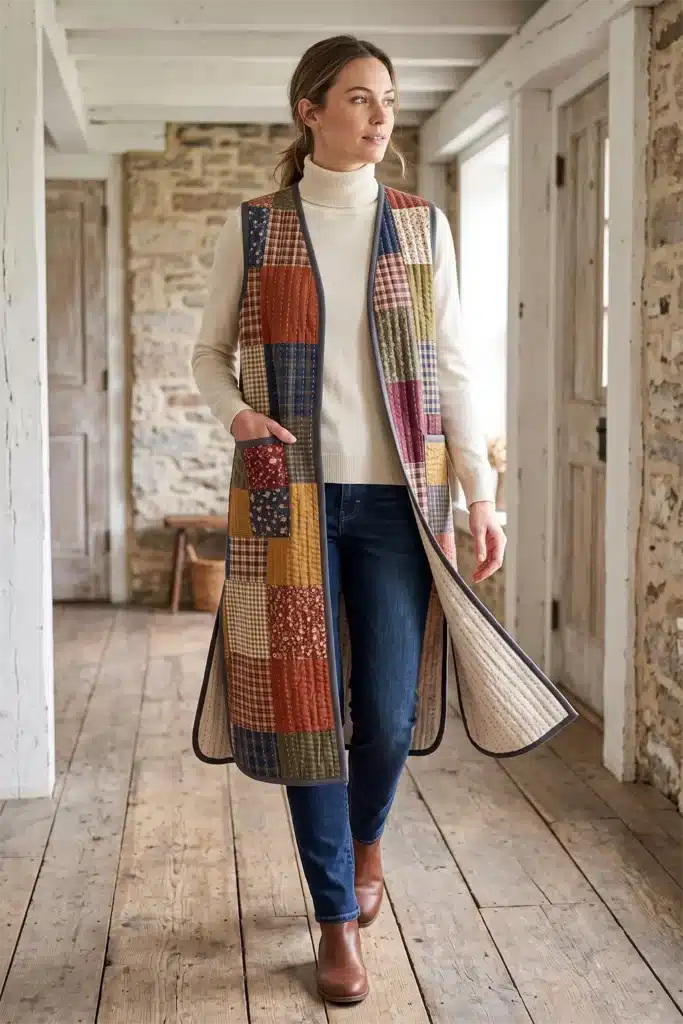 Longline Quilted Duster Vest for Effortless Layering