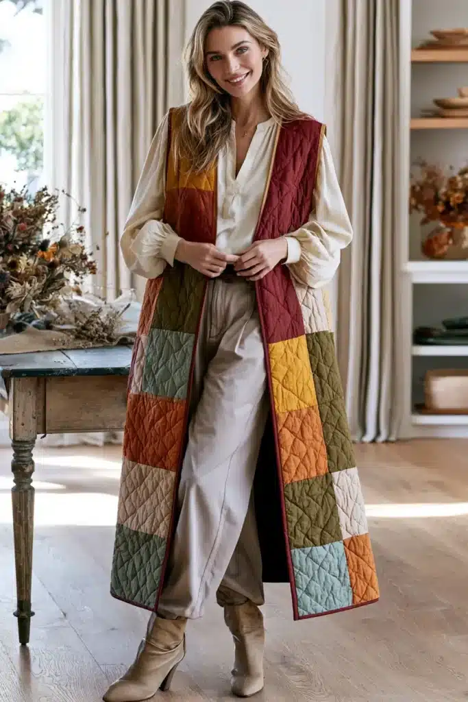 Longline Quilted Duster Vest for Effortless Layering