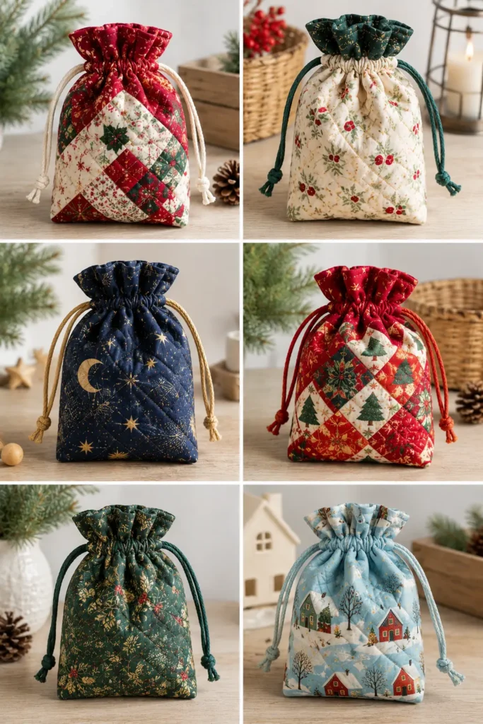 Mini Quilted Gift Pouches for Stocking Stuffers