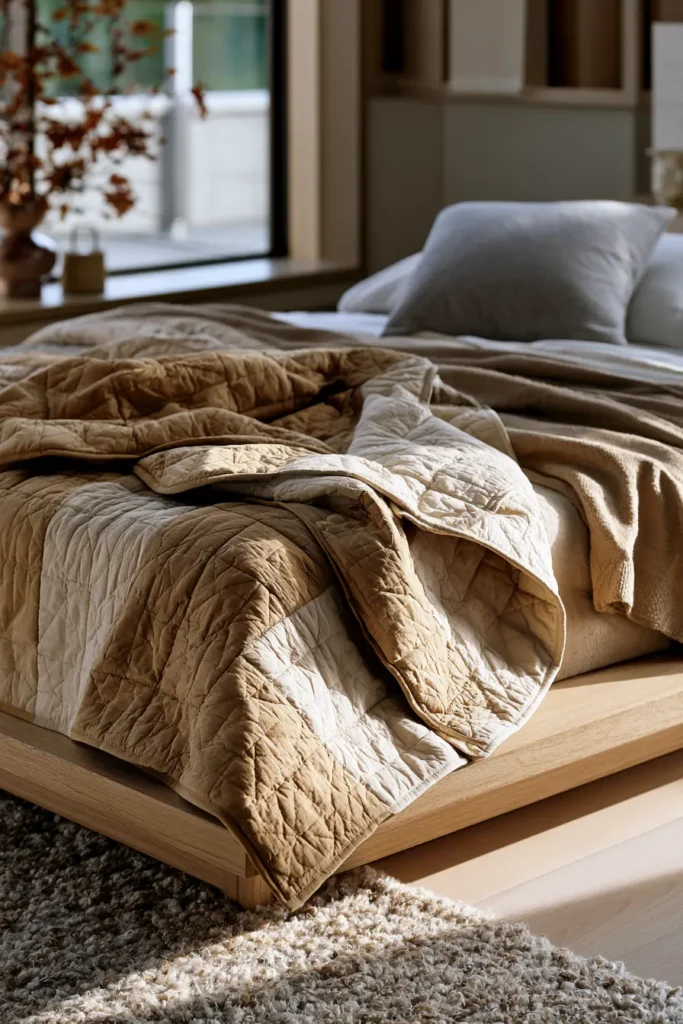 Minimalist Neutral Fall Quilts for Serene, Cozy Spaces
