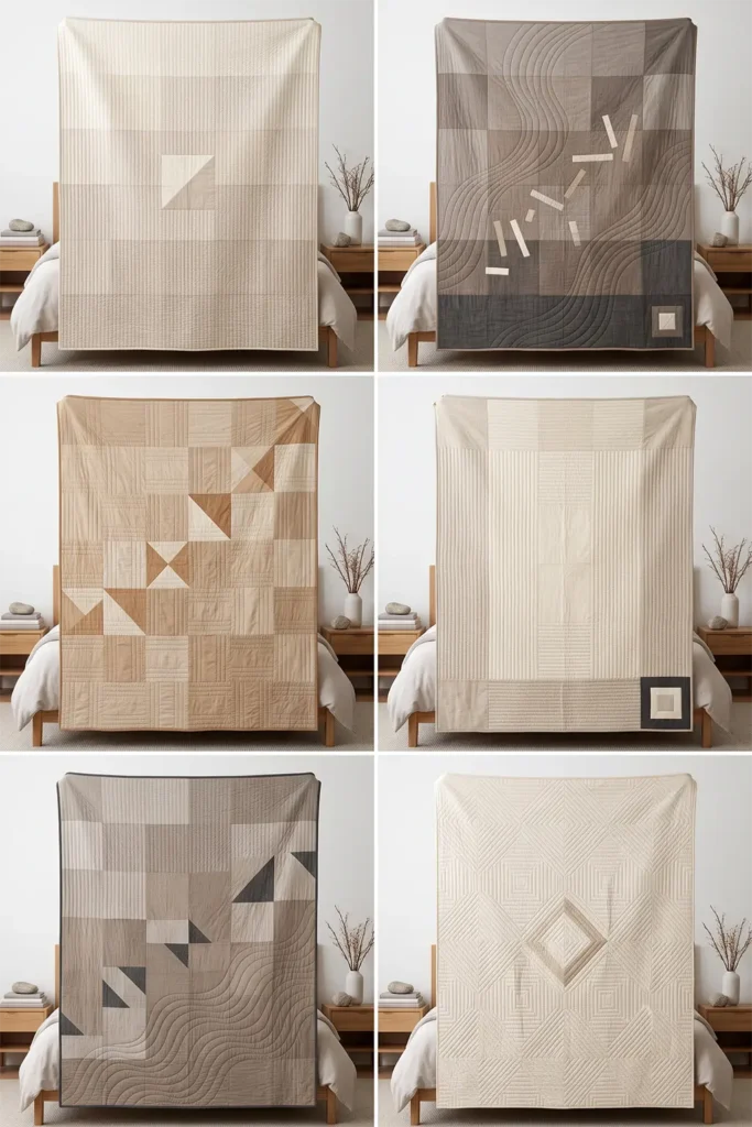 Minimalist Neutral Fall Quilts for Serene, Cozy Spaces